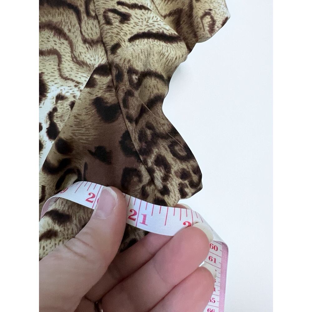Vintage 90s Y2K Ruched Animal Print Cap Sleeve Top Large Button Up Grunge Goth - Picture 11 of 15